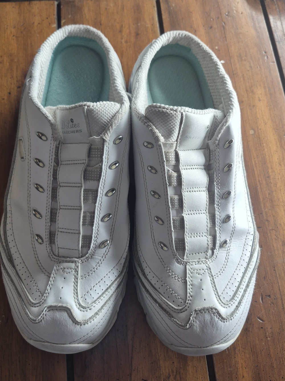 Skechers White Slip-On Sneakers with Mint Insole